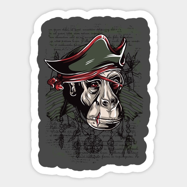 Pirate Monkey Sticker by eufritz